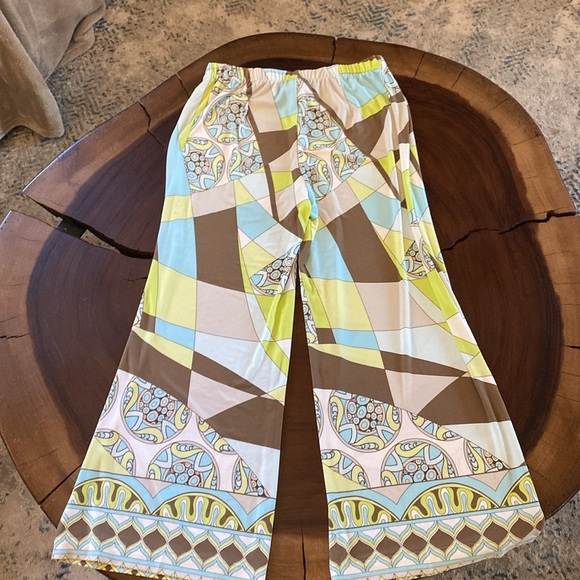 Chico's Cyclone Palazzo Pants/ Retro Wide Leg Geometric 0 petite=4 or small - Picture 7 of 7